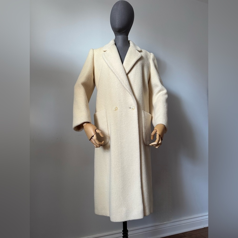 Cream Wool Coat Minimalist Straight Cut Y2K